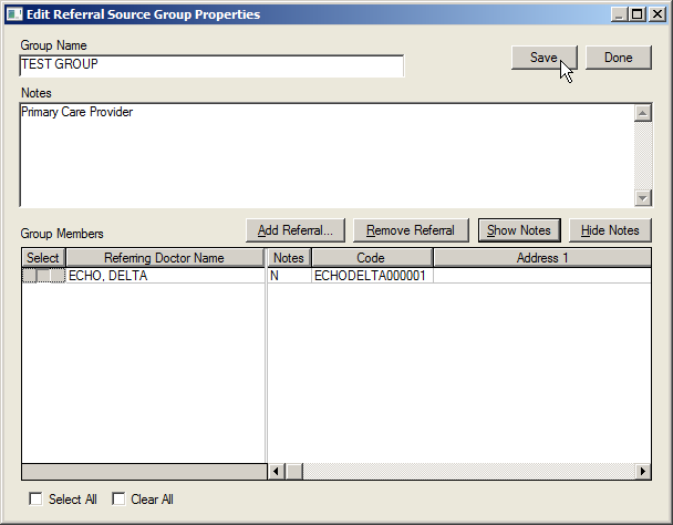 Referral Source Code Demographics Setup Tables