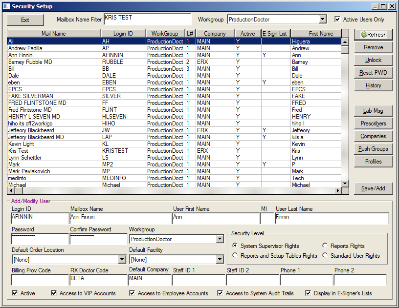 Security Setup Search